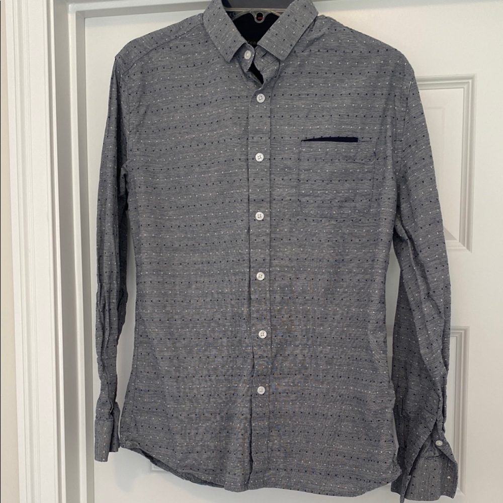 Gray Tailored Casual Button Down Shirt